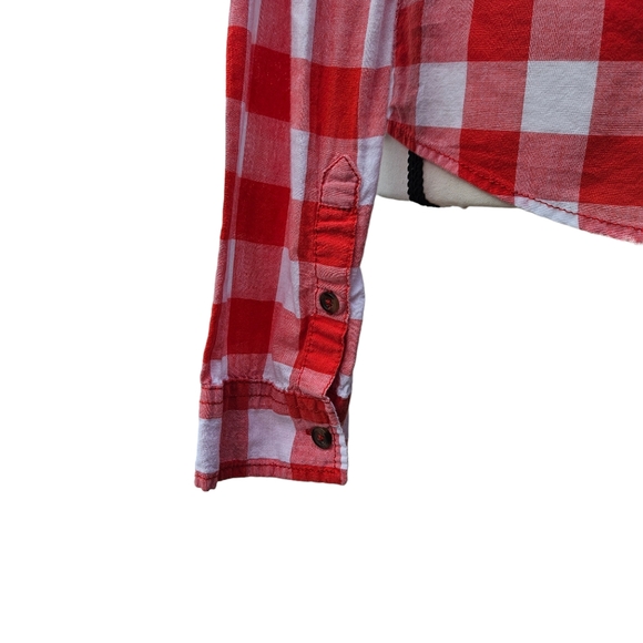 Hollister Women's Red Gingham Button-down Top Medium - Picture 5 of 9